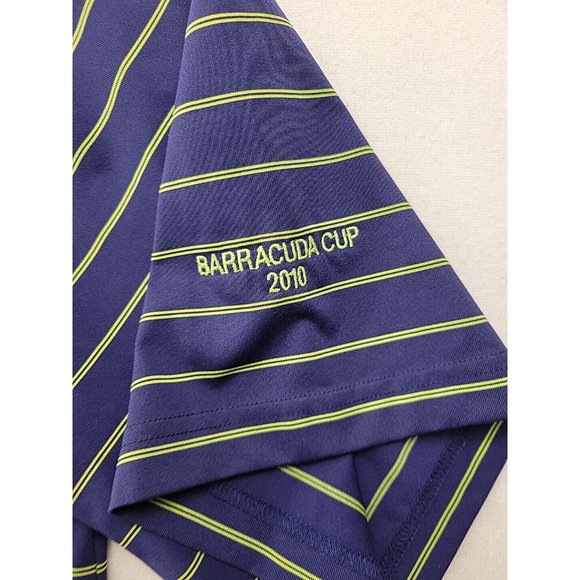 Men's XXL Navy Green Stripe Performance Seminole Golf Club Polo "Barracuda Cup" - Picture 2 of 12